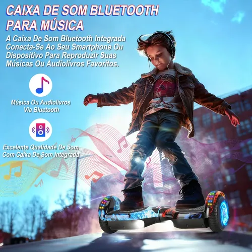 Hoverboard Elétrico Skate Kit Acessórios Com Bluetooth E Led