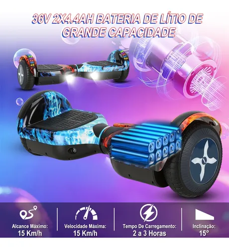 Hoverboard Elétrico Skate Kit Acessórios Com Bluetooth E Led