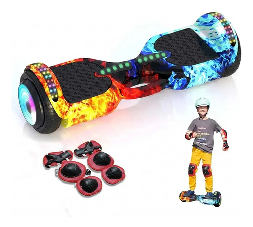 Hoverboard eletrico skate overboard bluetooth cor fogo gelo