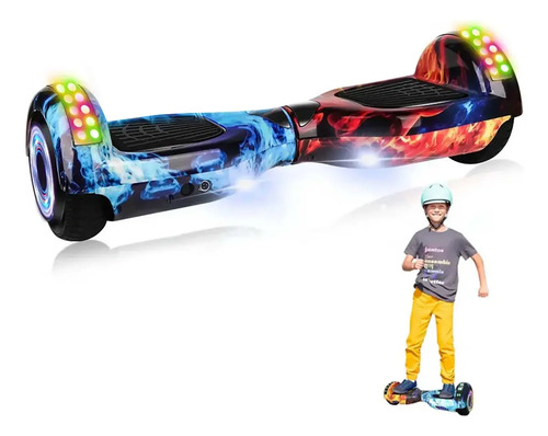 Hoverboard Elétrico Skate Overboard Bluetooth Cor Fogo Gelo Azul