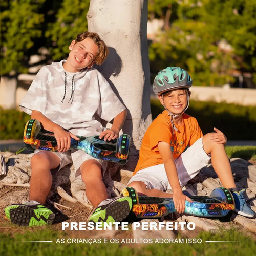 Hoverboard Elétrico Skate Overboard Bluetooth Cor Fogo Gelo Azul