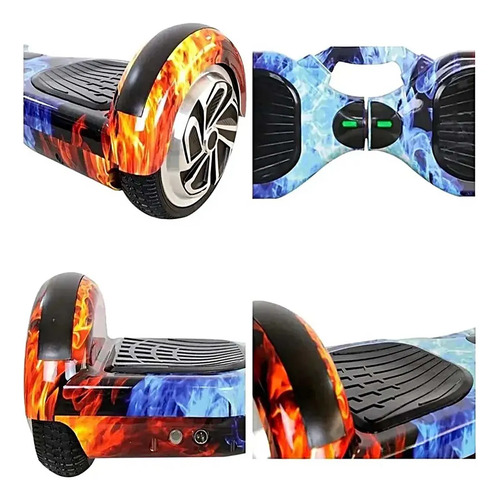 Hoverboard Elétrico Skate Overboard Bluetooth Cor Fogo Gelo Azul