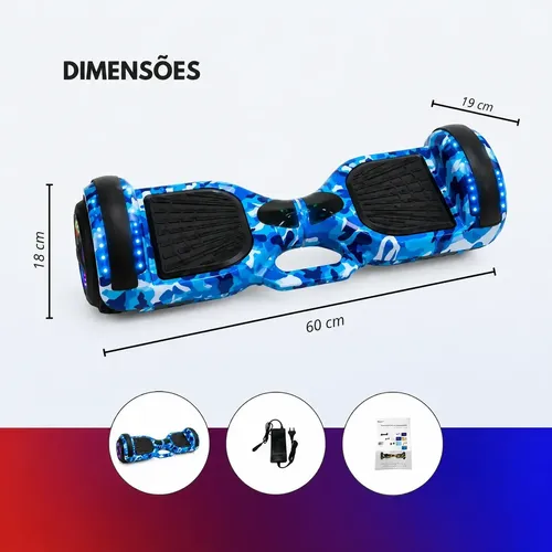 Hoverboard Overboard Skate Elétrico 6.5 Bluetooth Com Led
