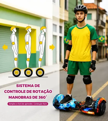 Hoverboard Overboard Skate Elétrico 6.5 Bluetooth Com Led