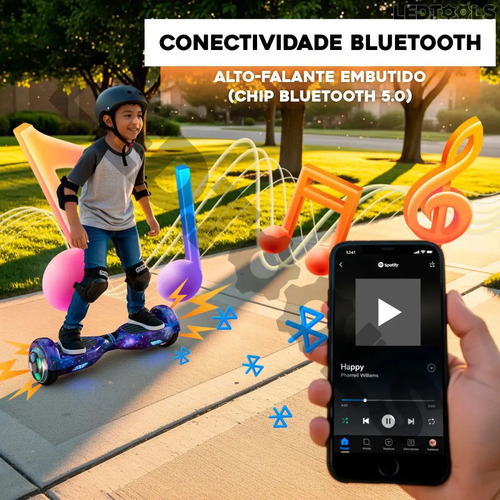 Hoverboard Skate Elétrico 6.5 Com Led Bluetooth Para Criança Cor Azul