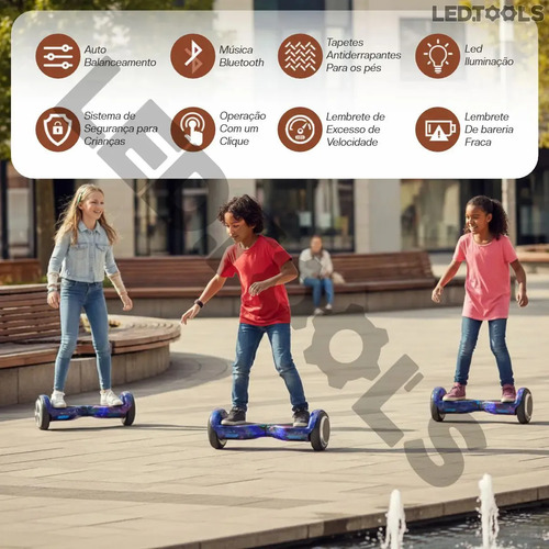 Hoverboard Skate Elétrico 6.5 Com Led Bluetooth Para Criança Cor Azul
