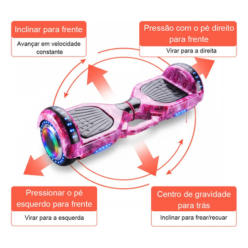 Hoverboard Skate Elétrico 6.5 Polegadas Com Led E Bluetooth