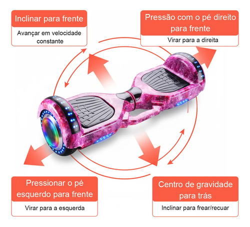 Hoverboard Skate Elétrico 6.5 Polegadas Com Led E Bluetooth