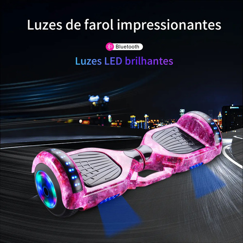 Hoverboard Skate Elétrico 6.5 Polegadas Com Led E Bluetooth