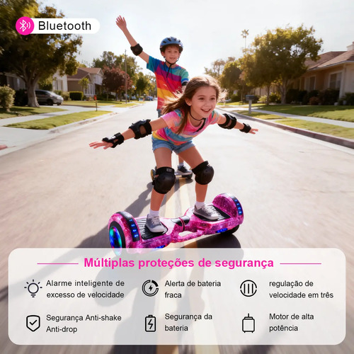 Hoverboard Skate Elétrico 6.5 Polegadas Com Led E Bluetooth