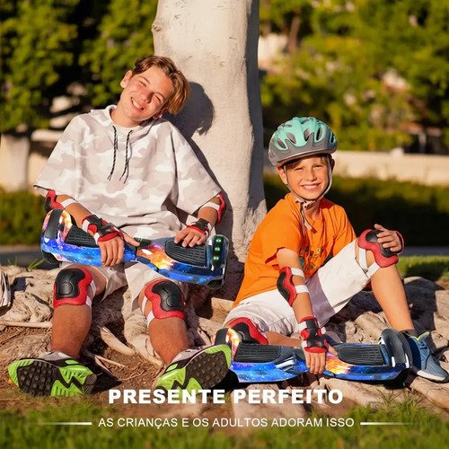 Hoverboard Skate Elétrico 6.5 Polegadas Com Led E Bluetooth Céu Estrelado Tricolor