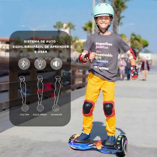 Hoverboard Skate Elétrico 6.5 Polegadas Com Led E Bluetooth Céu Estrelado Tricolor