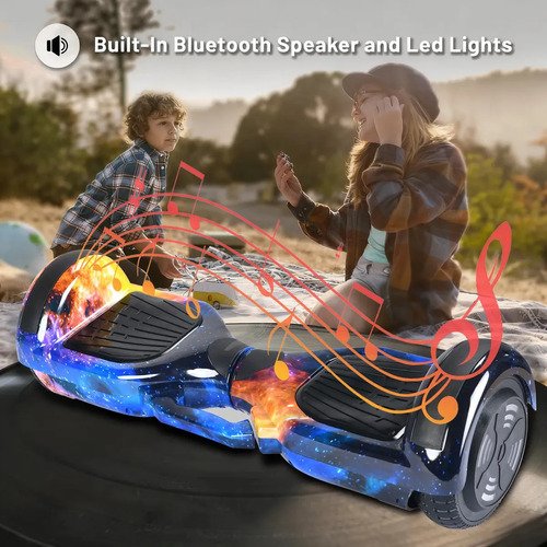 Hoverboard Skate Elétrico 6.5 Polegadas Com Led E Bluetooth Céu Estrelado Tricolor