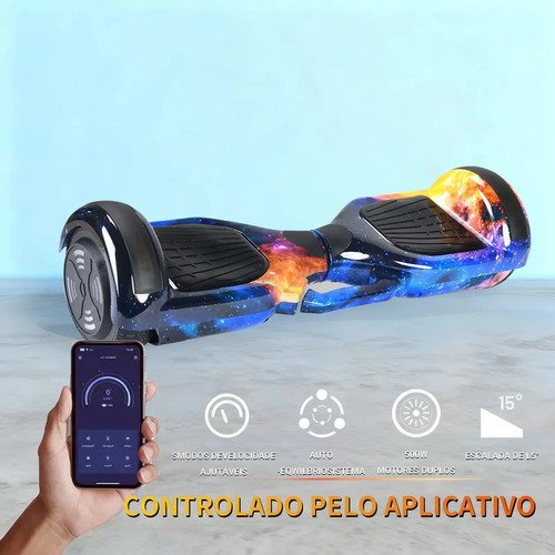 Hoverboard Skate Elétrico 6.5 Polegadas Com Led E Bluetooth Céu Estrelado Tricolor