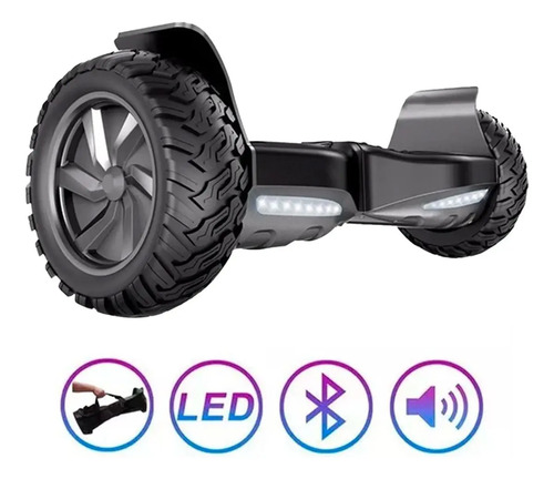 Hoverboard Skate Elétrico 8.5" Off-Road Brinovar c/ Bluetooth e LED Preto