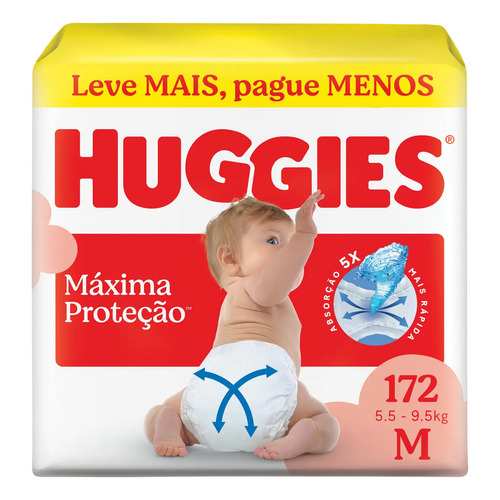 Huggies fralda descartavel maxima protecao m 172 un