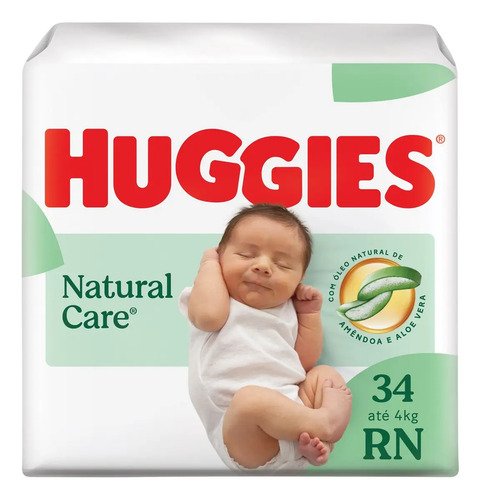 Huggies fralda descartavel premium natural care rn 34 unidad