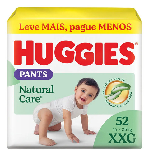 Huggies fralda pants roupinha premium natural care xxg 52