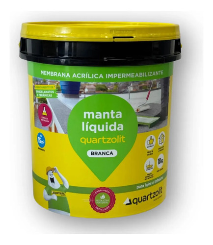 Impermeabilizante manta liquida branca quartzolit 18kg