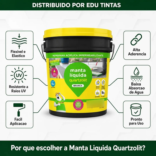 Impermeabilizante Manta Líquida Quartzolit Branco 1 8 K G.