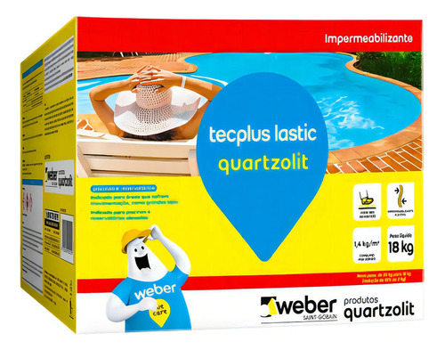 Impermeabilizante Tecplus Lastic 7000 Para Piscina Quartzolit 18kg Cor Cinza