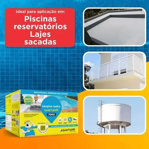 Impermeabilizante Tecplus Lastic 7000 Para Piscina Quartzolit 18kg Cor Cinza