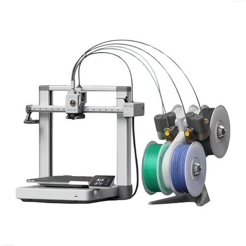 Impressora 3d branca multicolorida bamboo lab a1 combo ams b