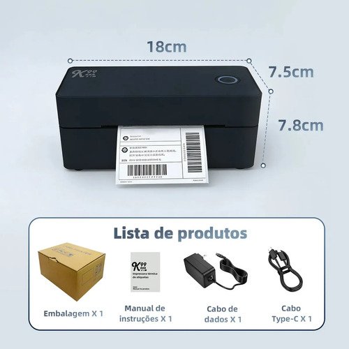 Impressora De Etiquetas Térmica Bluetooth USB Até 110mm Gold Care Bivolt Portátil Para Código De Barras Guias De Envios PDF ERP