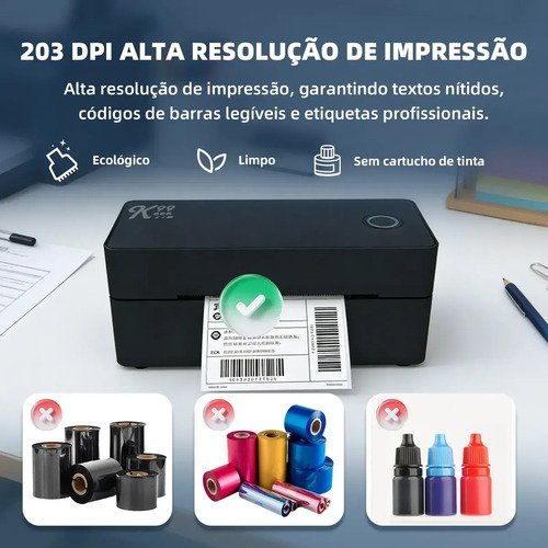 Impressora De Etiquetas Térmica Bluetooth USB Até 110mm Gold Care Bivolt Portátil Para Código De Barras Guias De Envios PDF ERP