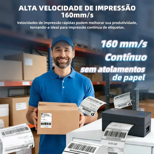 Impressora De Etiquetas Térmica Bluetooth USB Até 110mm Gold Care Bivolt Portátil Para Código De Barras Guias De Envios PDF ERP