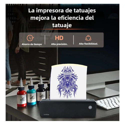 Impressora E De Tatuagem A4 2en1 Bluetooth + Papel A4 + Papel de Tatuagem Portátil 203DPI 127V/220V USB Portátil Impressora Para Tatuagem Tatto Ios Android Windows App Térmica PDF WORD EXCEL Sem Fio