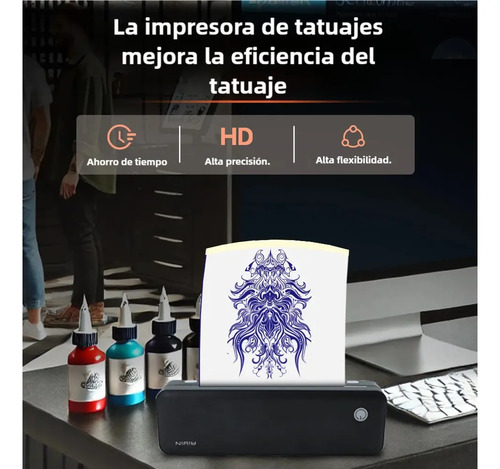 Impressora E De Tatuagem A4 2en1 Bluetooth + Papel A4 + Papel de Tatuagem Portátil 203DPI 127V/220V USB Portátil Impressora Para Tatuagem Tatto Ios Android Windows App Térmica PDF WORD EXCEL Sem Fio