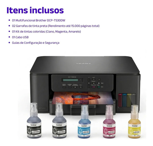 Impressora Multifuncional Brother Dcpt530dw Tank Wifi Bivolt Preta 110/127v