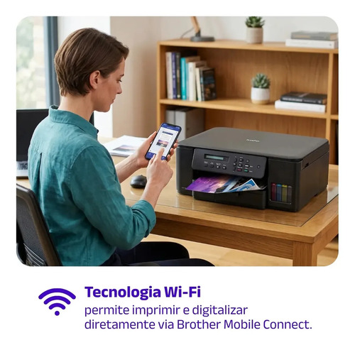 Impressora Multifuncional Brother Dcpt530dw Tank Wifi Bivolt Preta 110/127v