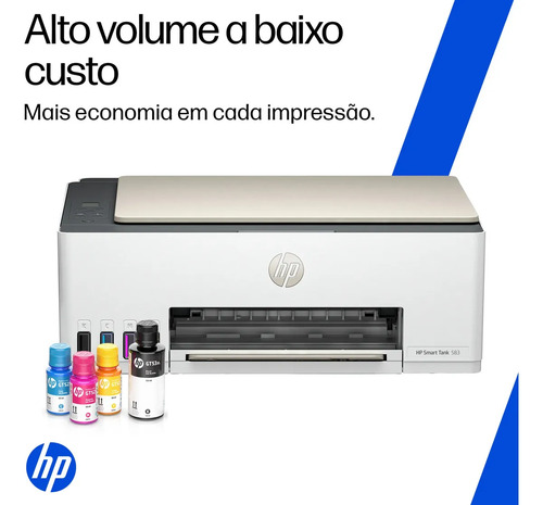 Impressora multifuncional HP Smart Tank 583 Colorida 1 USB 2.0 de alta velocidade (dispositivo); 1 porta Wi-Fi 802.11b/g/n; 1 Wi-Fi Direct -100 a 240 VCA