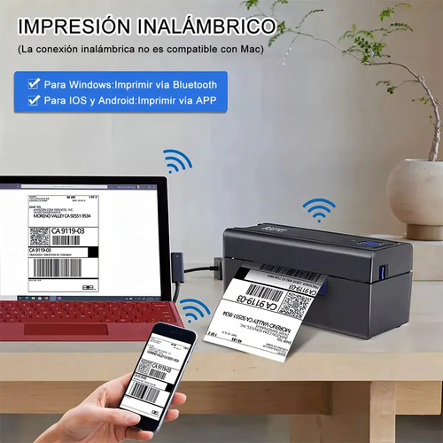 Impressora Térmica Bluetooth USB 110mm Código De Barras E Etiquetas + Suporte + Etiqueta Adesivas 10 X 15 CM Portátil Logística Impressora Etiquetas De Envios ML Full 127/220V Android iOS Windows MAC