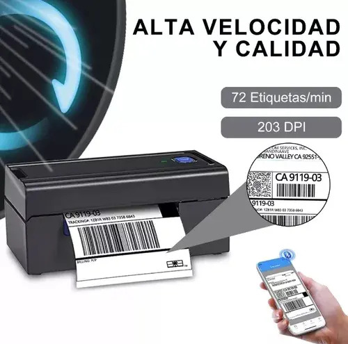 Impressora Térmica Bluetooth USB 110mm Código De Barras E Etiquetas + Suporte + Etiqueta Adesivas 10 X 15 CM Portátil Logística Impressora Etiquetas De Envios ML Full 127/220V Android iOS Windows MAC