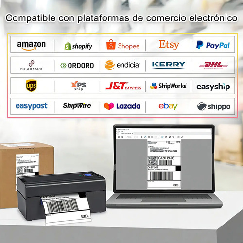 Impressora Térmica Bluetooth USB 110mm Código De Barras E Etiquetas + Suporte + Etiqueta Adesivas 10 X 15 CM Portátil Logística Impressora Etiquetas De Envios ML Full 127/220V Android iOS Windows MAC