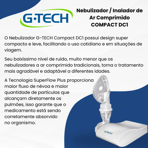 Inalador Nebulizador Adulto Infantil Bivolt Compacto G-tech
