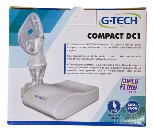 Inalador Nebulizador Gtech Infantil Adulto Silencioso Cor Branco Compact Dc1