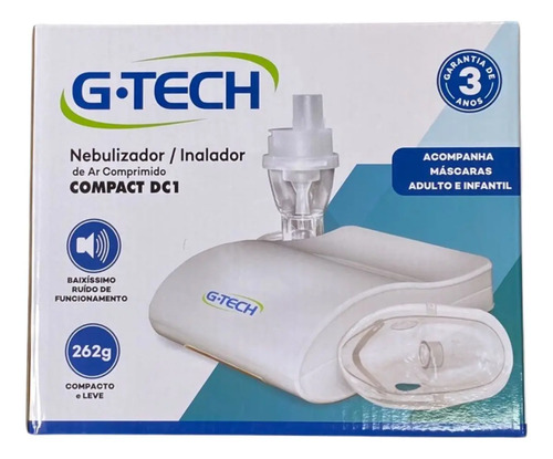 Inalador Nebulizador Gtech Infantil Adulto Silencioso Cor Branco Compact Dc1