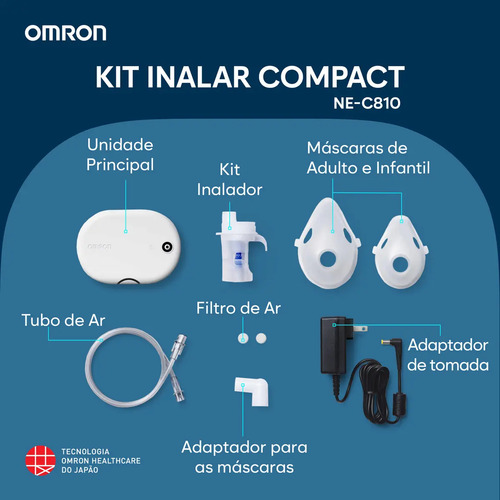 Inalador Nebulizador Omron Inalar Compact Ne-C810 Portatil Silencioso Aparelho Adulto Infantil Inalar Compact Anvisa Inmetro