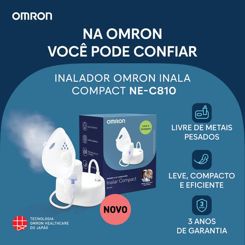 Inalador Nebulizador Omron Inalar Compact Ne-C810 Portatil Silencioso Aparelho Adulto Infantil Inalar Compact Anvisa Inmetro