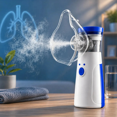 Inalador nebulizador portatil bahrein usb pilha cor azul sil