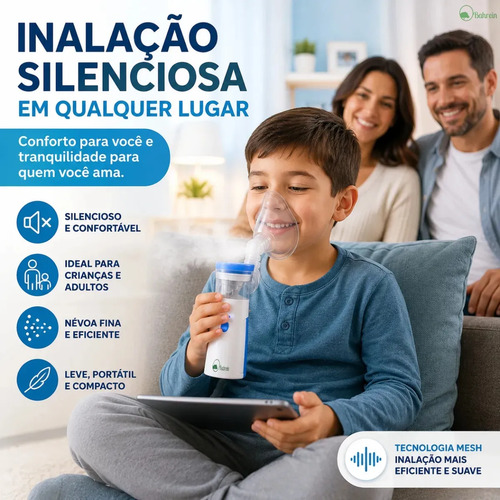 Inalador Nebulizador Portátil Bahrein Usb Pilha Cor Azul Silencioso Aparelho Inalação Compacto Mesh Bivolt Nebulizador Com Rede Vibratoria Aparelho Para Inalacao Inalador Silencioso Aparelho Inalador