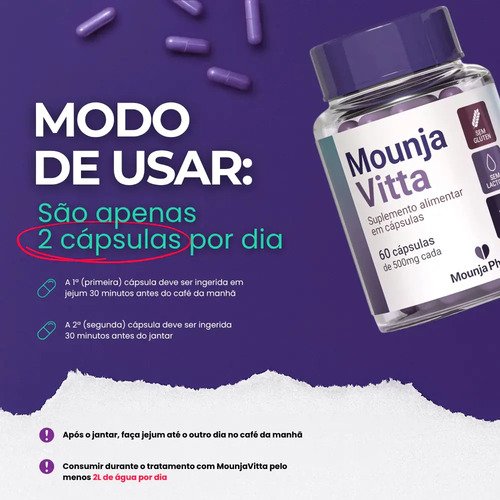 Inibidor De Apetite Mounjavitta Suplemento Natural - 60 Cápsulas Sem Sabor