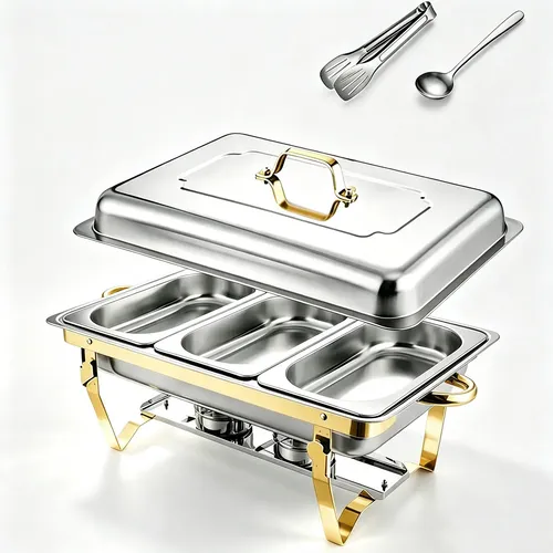 Inox rechaud 12 litros 1 panelas banho maria 3 cubas buffet