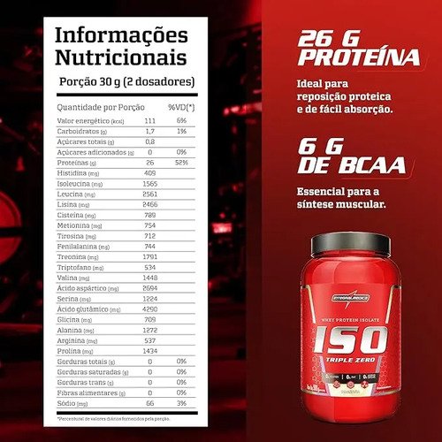 Integralmedica ISO Triple Zero Whey Protein Isolado Sabor Baunilha - Suplemento Alimentar Proteico - Pote 900g