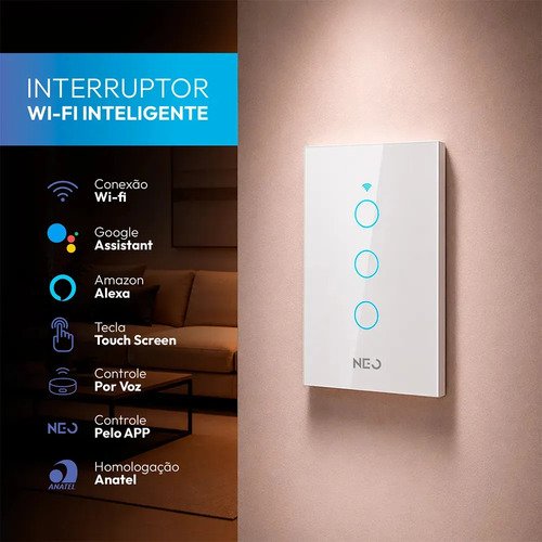 Interruptor inteligente smart wi fi 24 ghz alexa google 3 bo