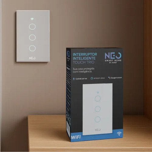 Interruptor Inteligente Smart Wi-fi 2.4 Ghz Alexa Google 3 Botões 4x2 Bivolt Branco Cod: 291990392 Neo Avant